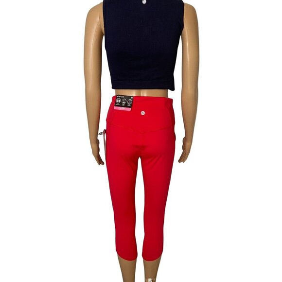 X by Gottex Peach Skin High RIse Capri Slimming Leggings Red Size M - Picture 2 of 9